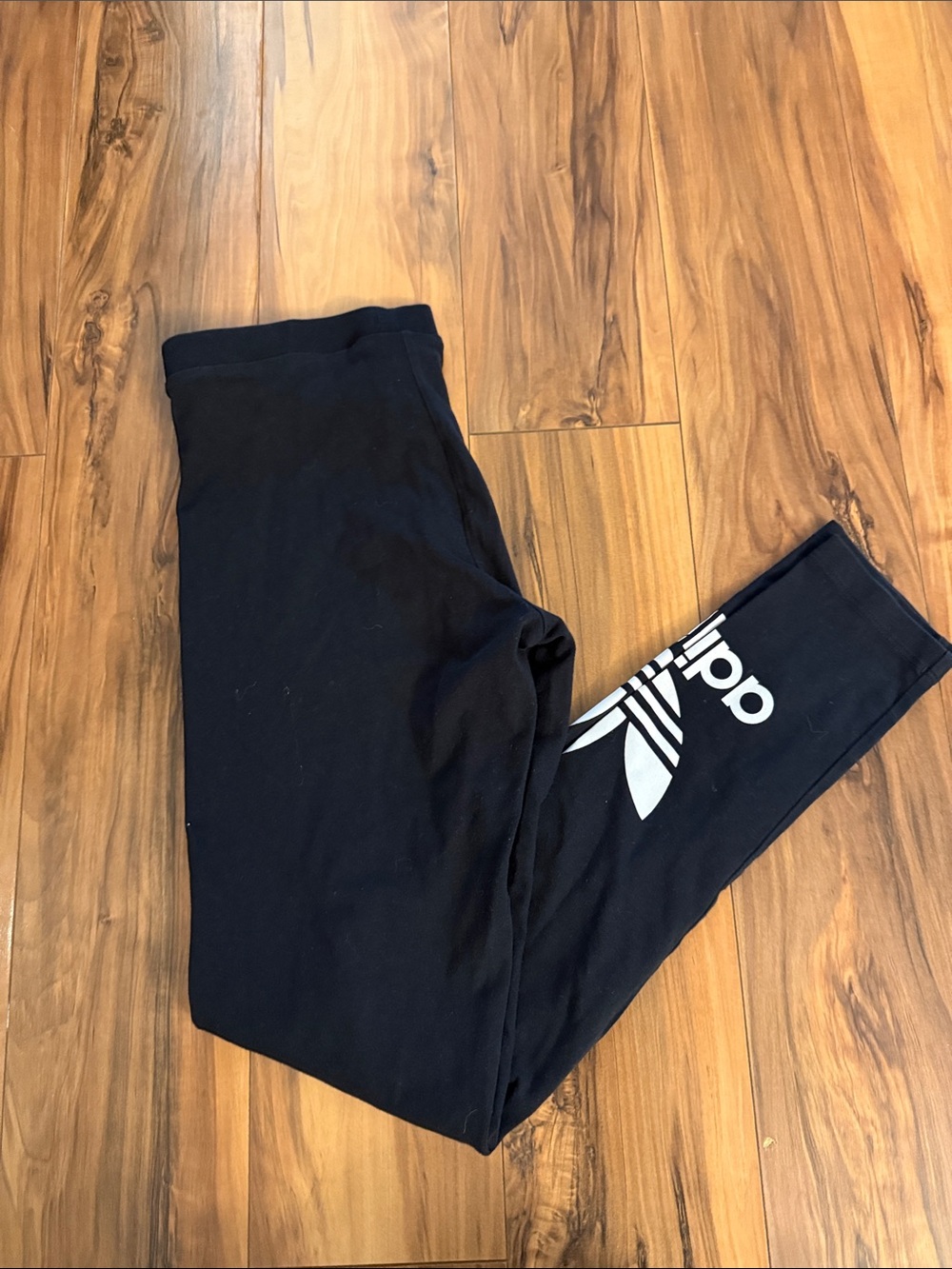 adidas Black Leggings with White Trefoil Accent